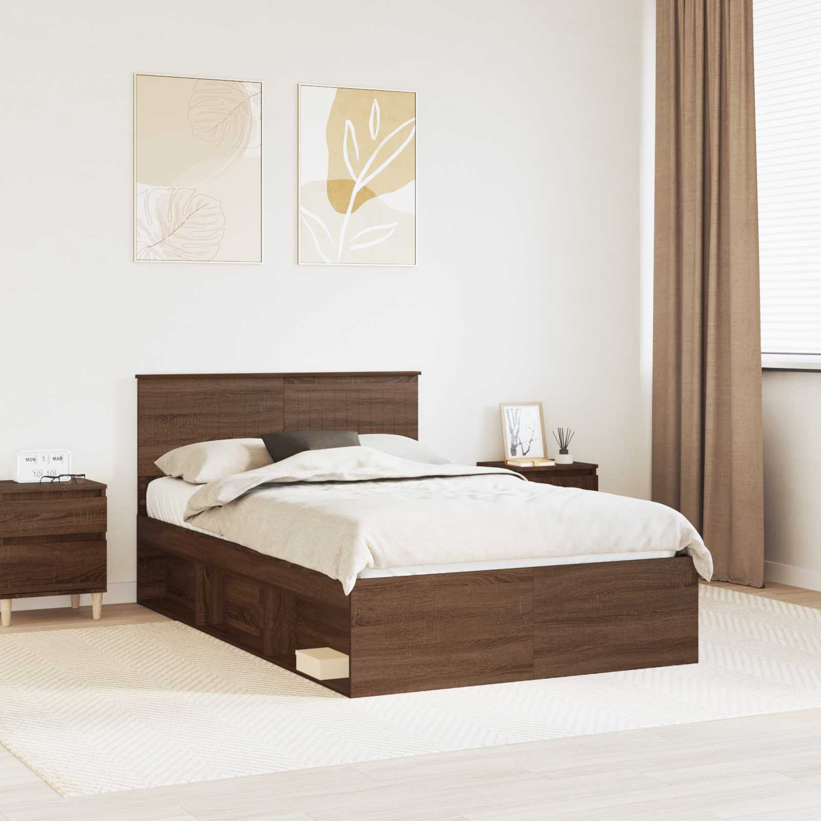 Bettrahmen 120x200 Braun Eichen-Optik Kiefernholz