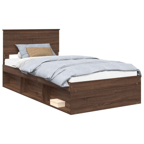 Bettrahmen 100x200 Braun Eiche Massivholz Kiefer