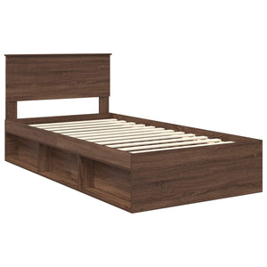 Bettrahmen 100x200 Braun Eiche Massivholz Kiefer