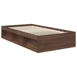 Bettrahmen 100x200 Braun Eiche Massivholz Kiefer