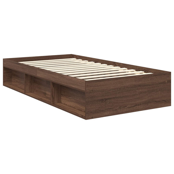 Bettrahmen 100x200 Braun Eiche Massivholz Kiefer