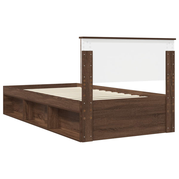 Bettrahmen 100x200 Braun Eiche Massivholz Kiefer