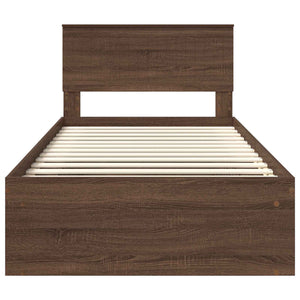 Bettrahmen 100x200 Braun Eiche Massivholz Kiefer