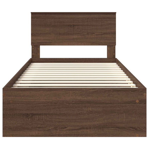Bettrahmen 100x200 Braun Eiche Massivholz Kiefer