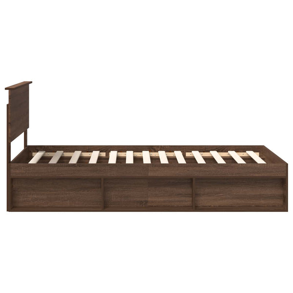 Bettrahmen 100x200 Braun Eiche Massivholz Kiefer