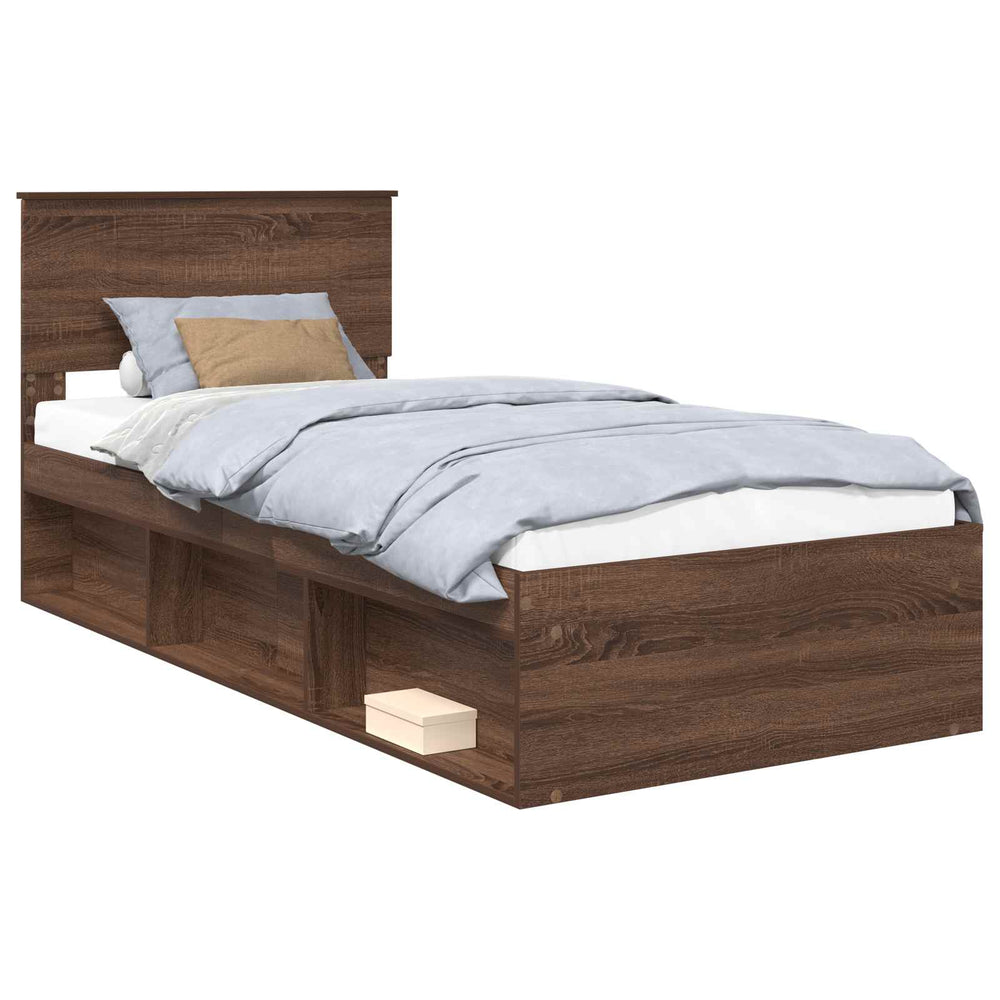 Bettrahmen 90x200 Braun Eiche Massivholz Kiefer