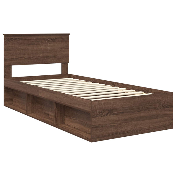 Bettrahmen 90x200 Braun Eiche Massivholz Kiefer