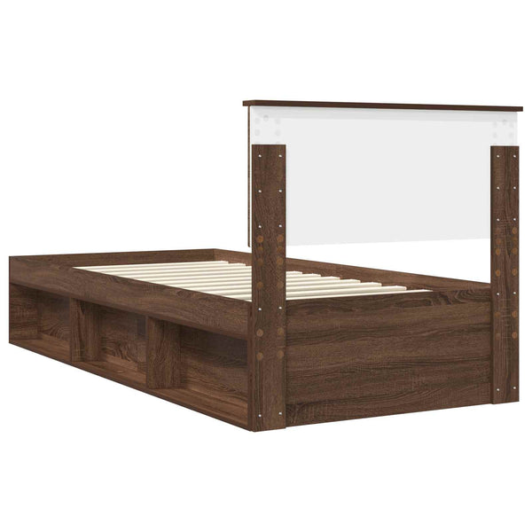 Bettrahmen 90x200 Braun Eiche Massivholz Kiefer