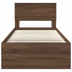 Bettrahmen 90x200 Braun Eiche Massivholz Kiefer