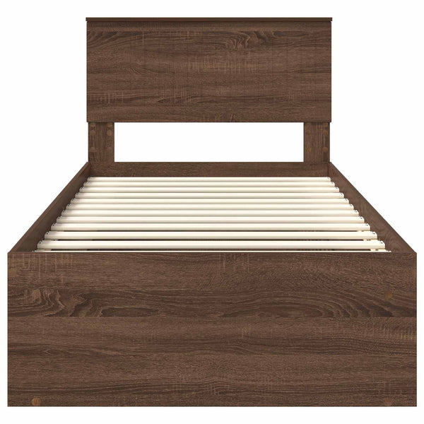 Bettrahmen 90x200 Braun Eiche Massivholz Kiefer