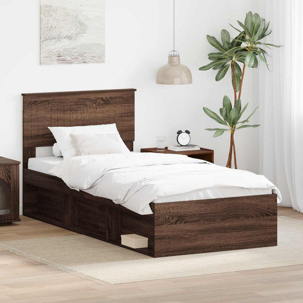 Bettrahmen 90x190 Braun Eichen-Optik Kiefernholz