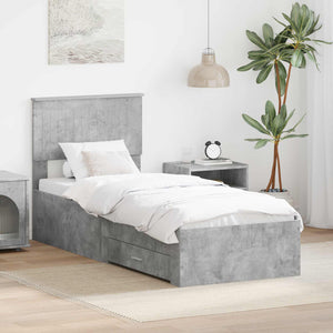 Bettrahmen 70x190 cm Beton Grau/Silber