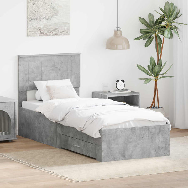 Bettrahmen 70x190 cm Beton Grau/Silber