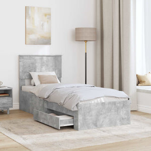 Bettrahmen 70x190 cm Beton Grau/Silber