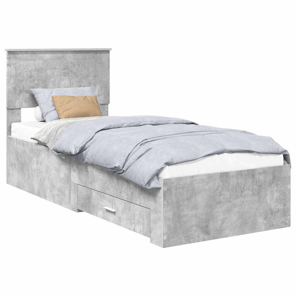 Bettrahmen 70x190 cm Beton Grau/Silber