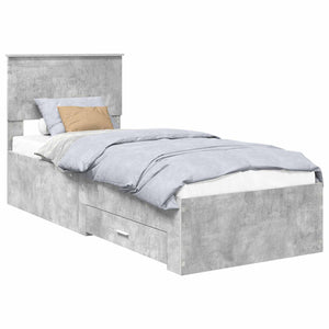 Bettrahmen 70x190 cm Beton Grau/Silber