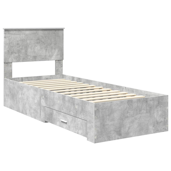 Bettrahmen 70x190 cm Beton Grau/Silber
