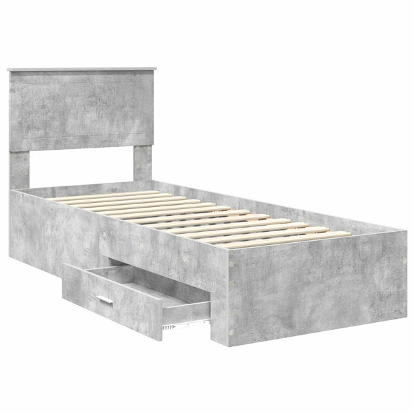 Bettrahmen 70x190 cm Beton Grau/Silber