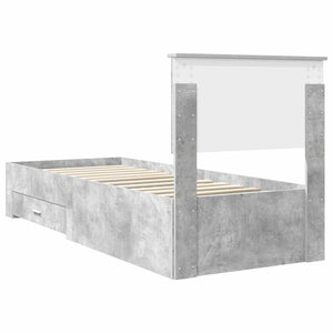 Bettrahmen 70x190 cm Beton Grau/Silber