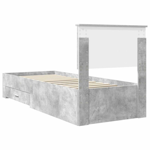 Bettrahmen 70x190 cm Beton Grau/Silber