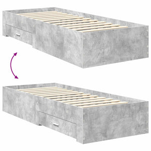 Bettrahmen 70x190 cm Beton Grau/Silber