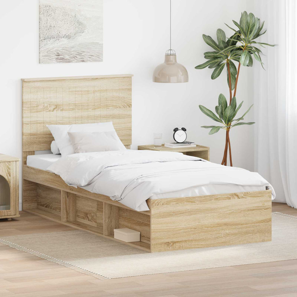 Bettrahmen Sonoma Eiche 90x190 cm Kiefer Massivholz