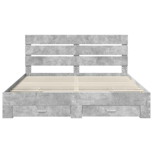 Bettrahmen mit Schubladen 200x200 cm Beton Grau