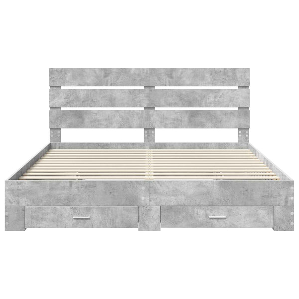 Bettrahmen mit Schubladen 200x200 cm Beton Grau