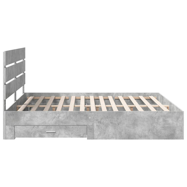 Bettrahmen mit Schubladen 200x200 cm Beton Grau
