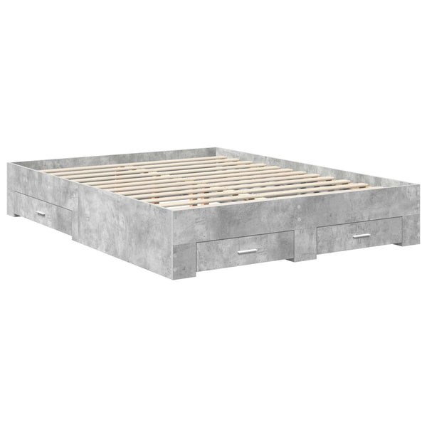 Bettrahmen mit Schubladen 150x200 Beton Grau