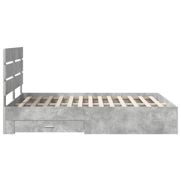 Bettrahmen mit Schubladen 140x200 Beton Grau
