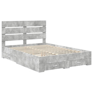 Bettrahmen 140x190 cm mit Schubladen Beton Grau