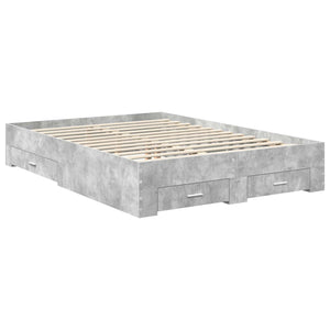 Bettrahmen 140x190 cm mit Schubladen Beton Grau