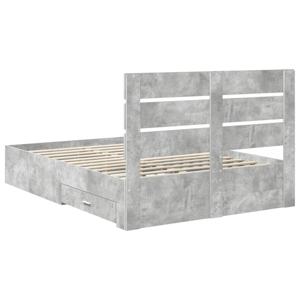 Bettrahmen 140x190 cm mit Schubladen Beton Grau