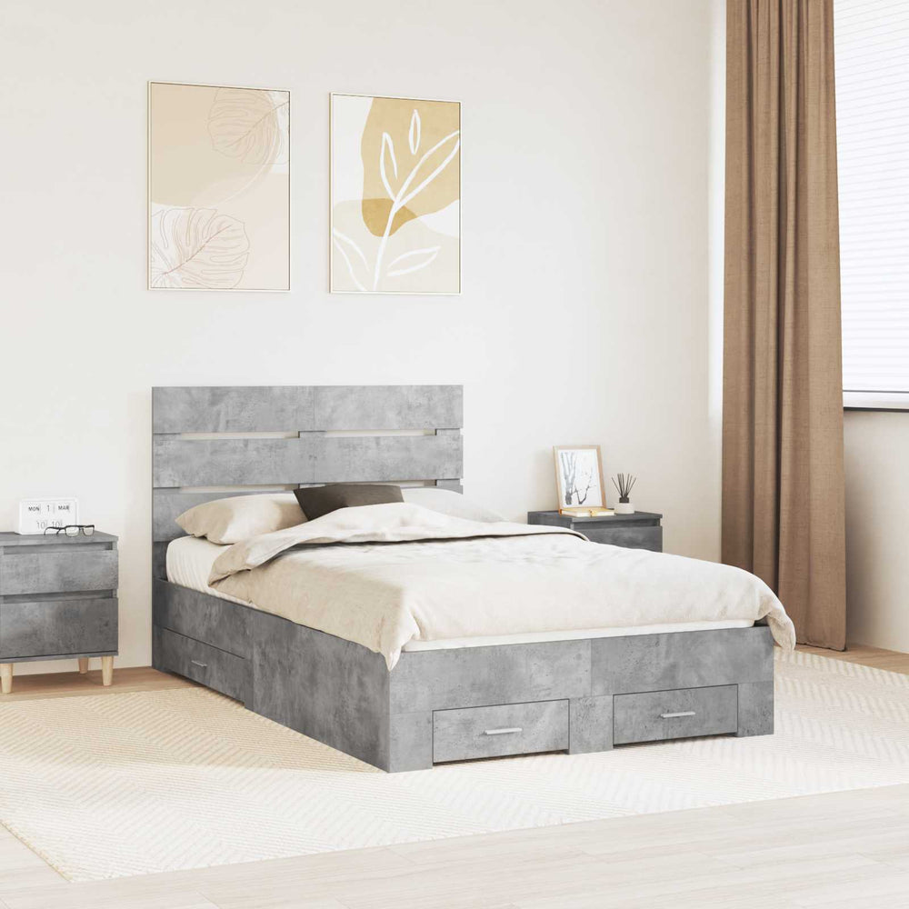 Bettrahmen mit Schubladen 120x200 Beton Grau