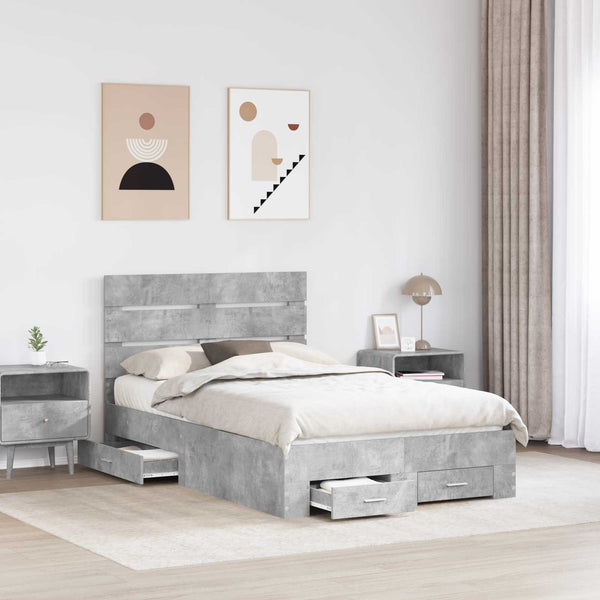 Bettrahmen mit Schubladen 120x200 Beton Grau