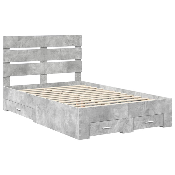 Bettrahmen mit Schubladen 120x200 Beton Grau