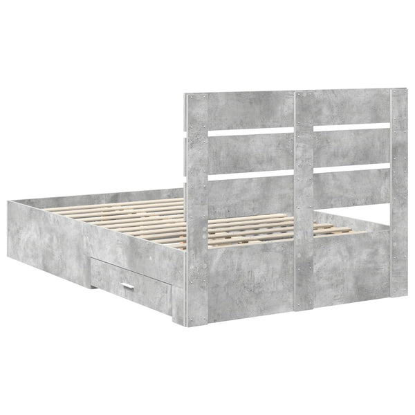 Bettrahmen mit Schubladen 120x200 Beton Grau