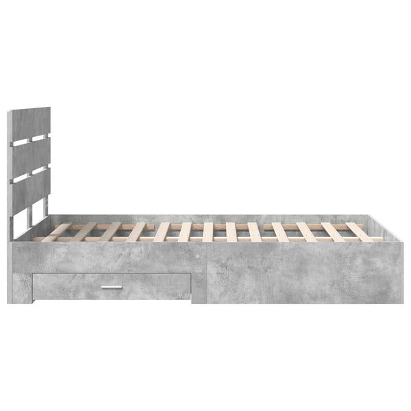 Bettrahmen mit Schubladen 120x200 Beton Grau