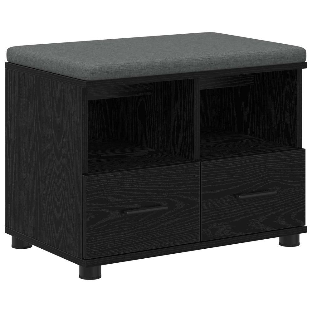 Flurbank mit Kissen und Regal, Schwarze Eiche