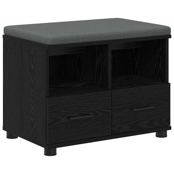 Flurbank mit Kissen und Regal, Schwarze Eiche