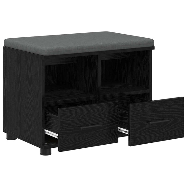Flurbank mit Kissen und Regal, Schwarze Eiche
