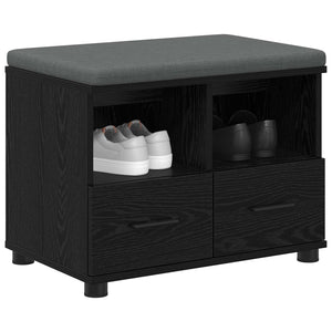 Flurbank mit Kissen und Regal, Schwarze Eiche