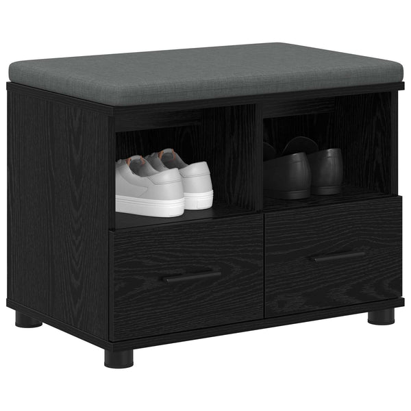 Flurbank mit Kissen und Regal, Schwarze Eiche