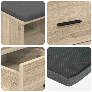 Flurbank Sonoma Eiche mit Kissen & Schubladen