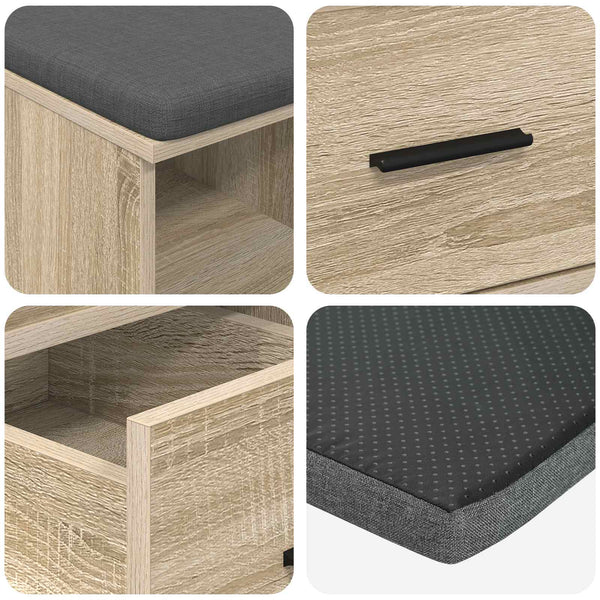 Flurbank Sonoma Eiche mit Kissen & Schubladen
