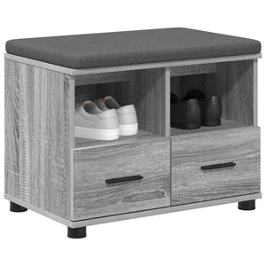 Flurbank Grau Sonoma mit Kissen & Regal