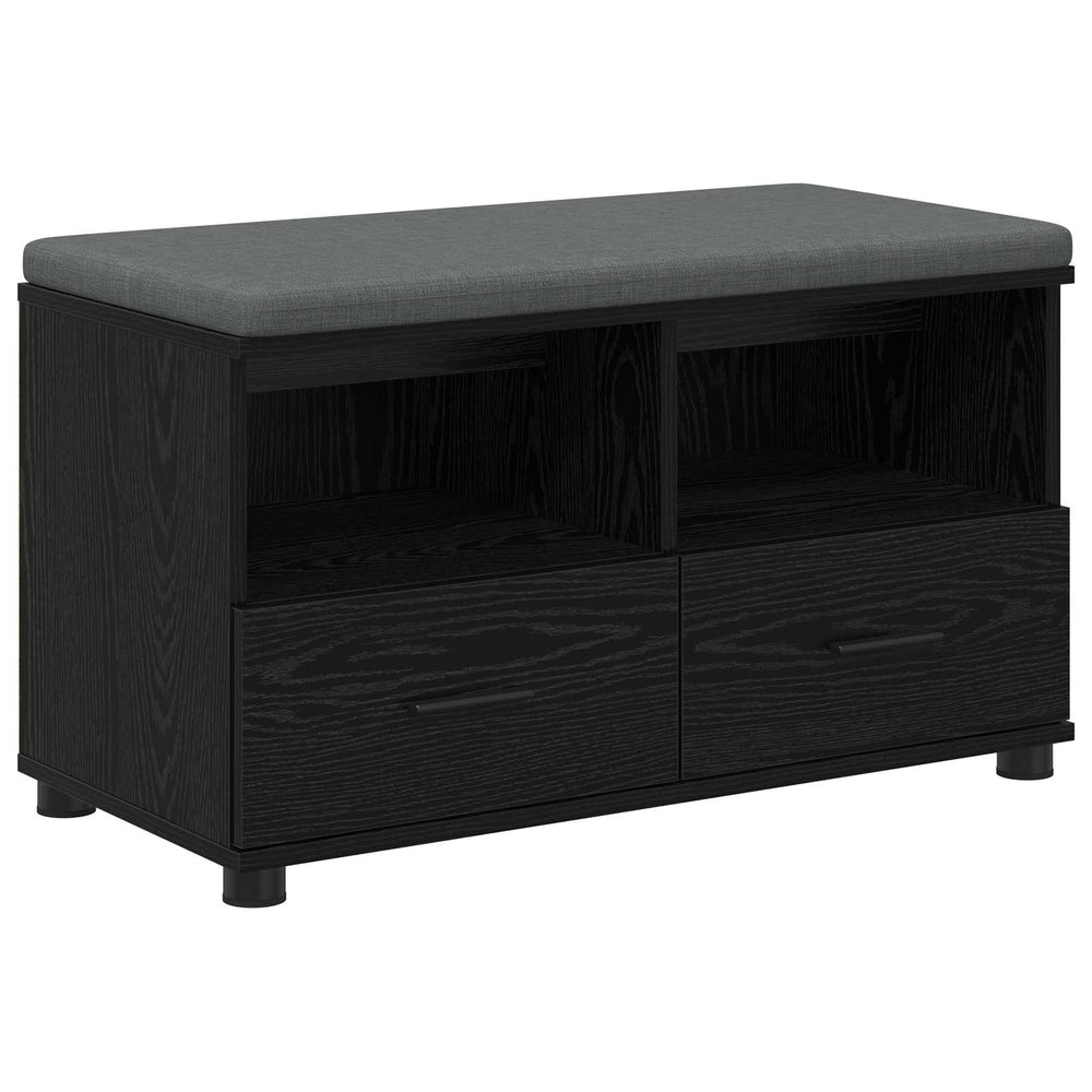 Flurbank mit Kissen und Regal, Schwarze Eiche