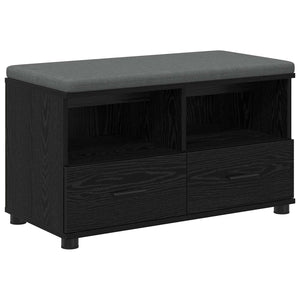 Flurbank mit Kissen und Regal, Schwarze Eiche