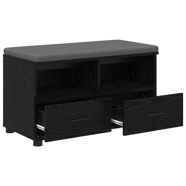 Flurbank mit Kissen und Regal, Schwarze Eiche